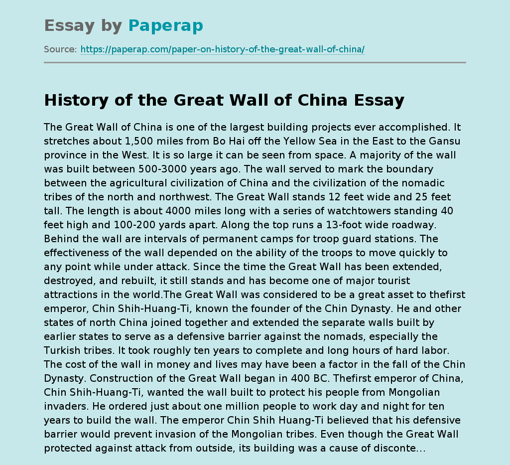 History of the Great Wall of China