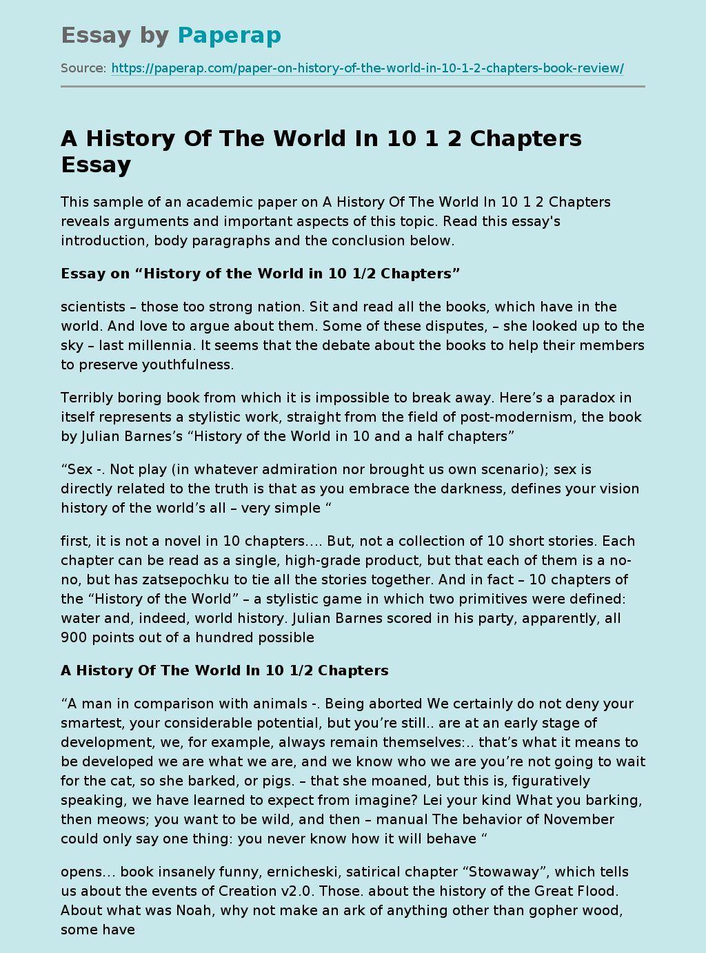A History Of The World In 10 1 2 Chapters