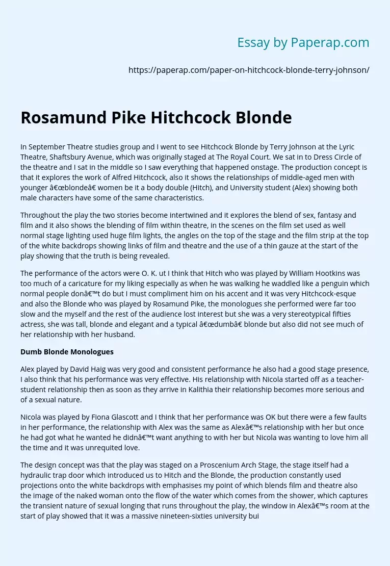 Rosamund Pike Hitchcock Blonde