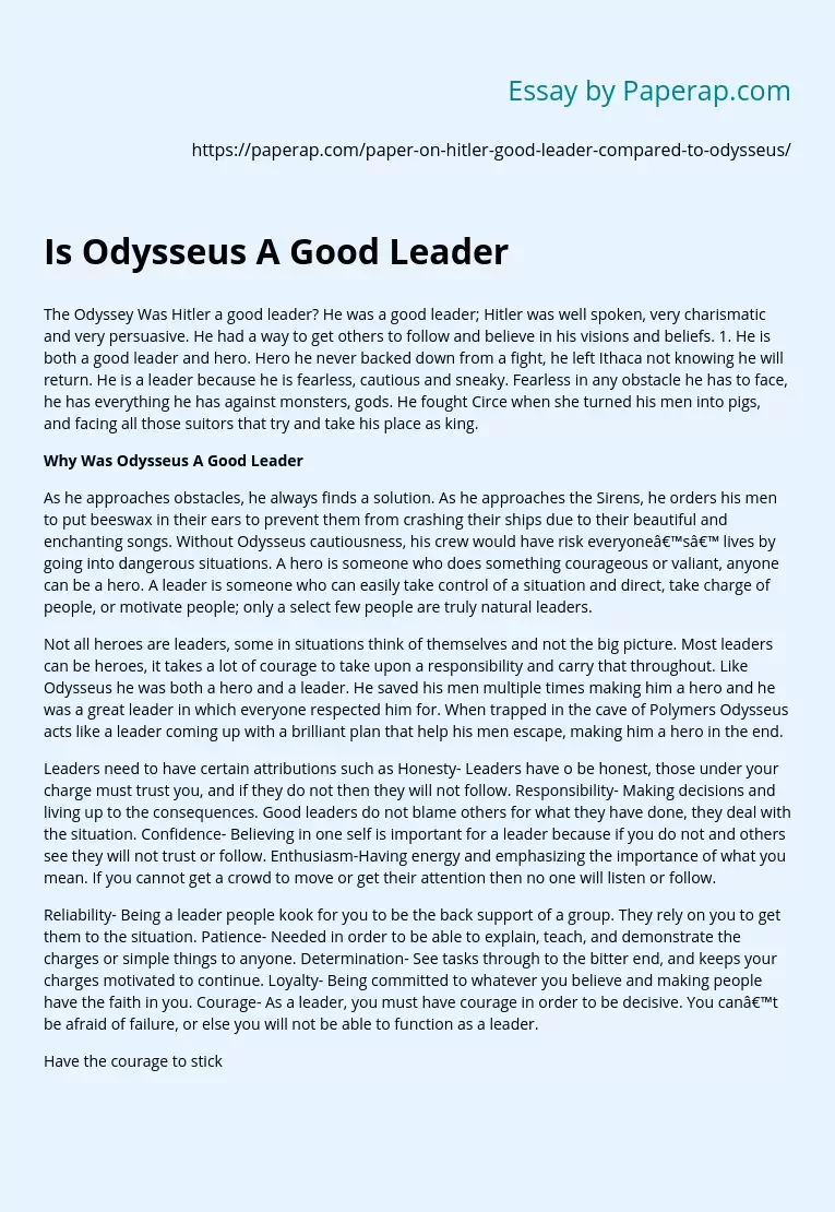 Is Odysseus A Good Leader