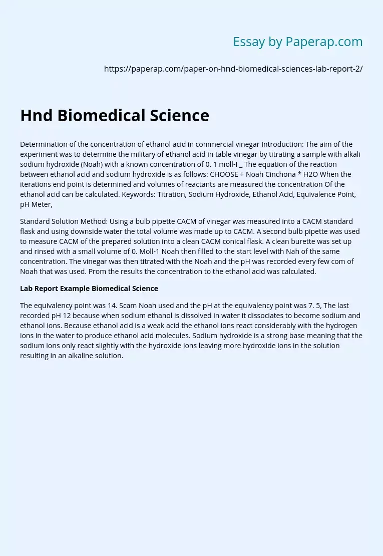 Hnd Biomedical Science