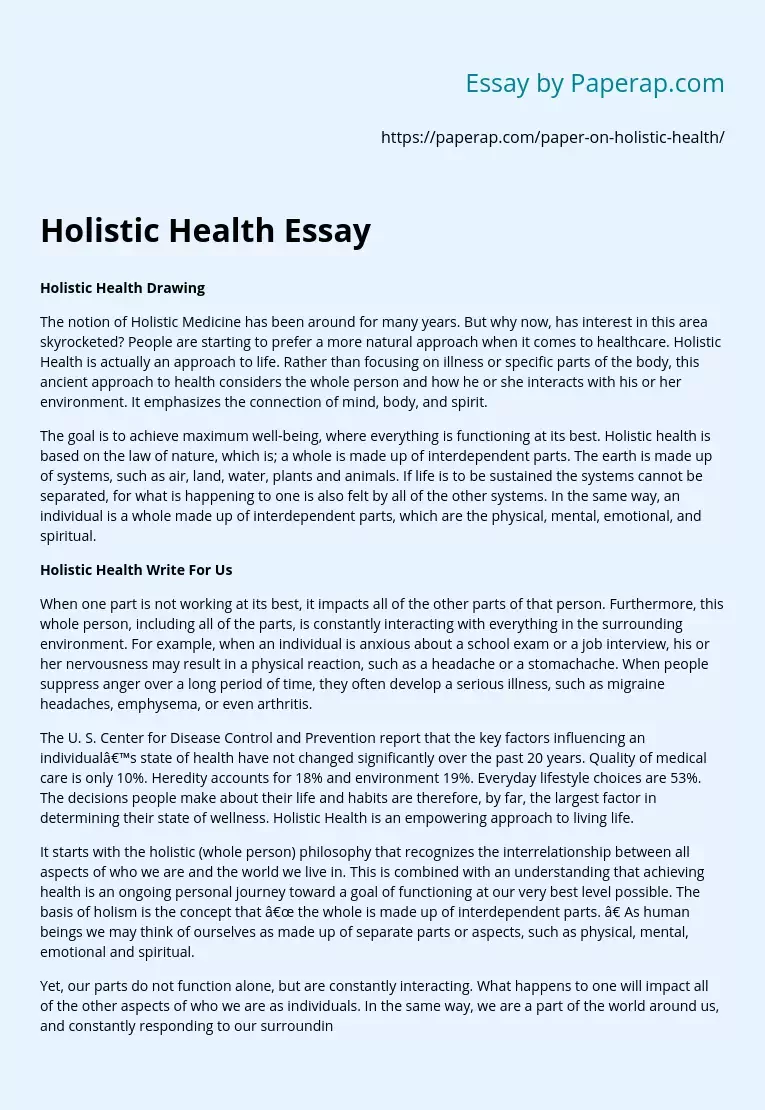 Essay on Holistic Health and Holistic Medicine