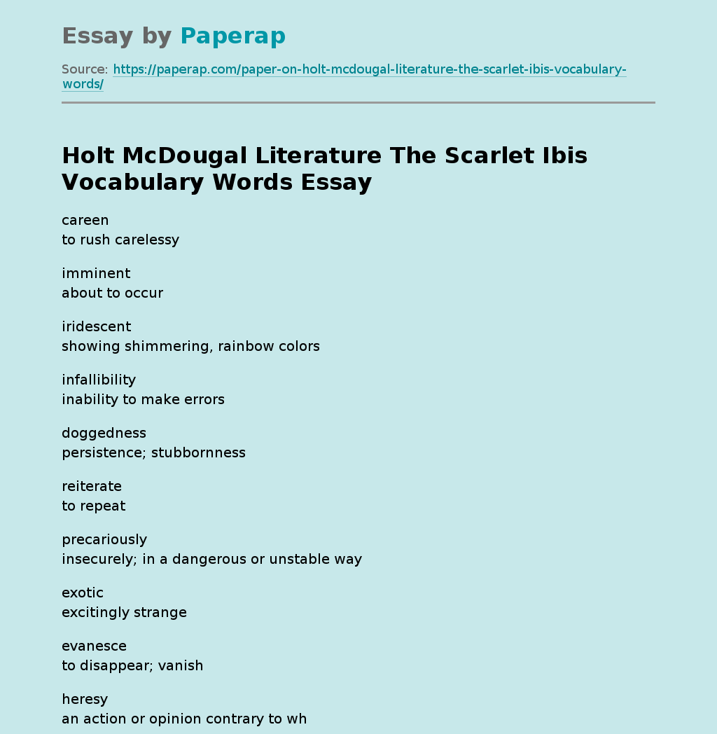 scarlet ibis essay examples