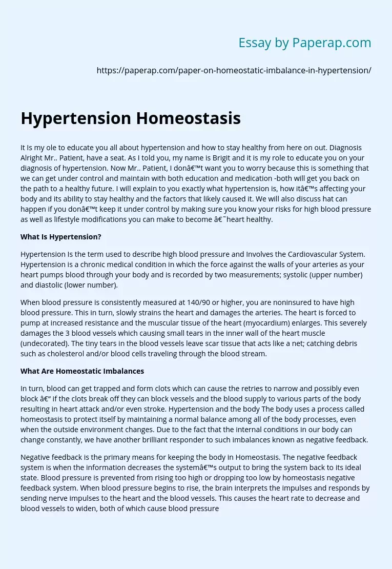 Hypertension Homeostasis