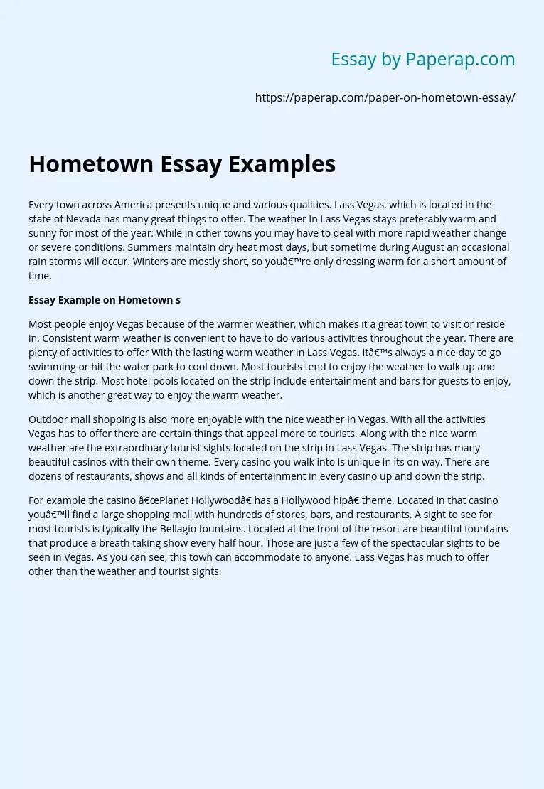 Hometown Essay Examples
