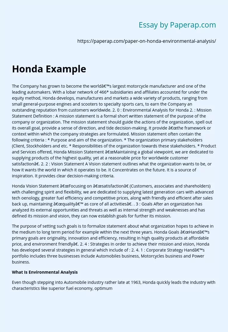 Honda Example
