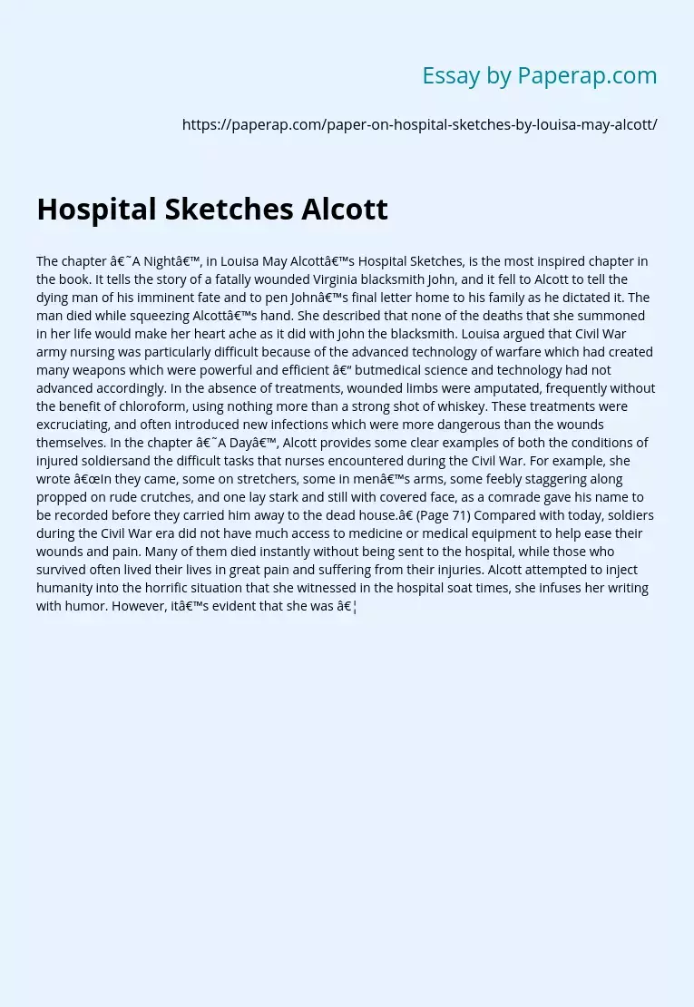 Hospital Sketches Alcott