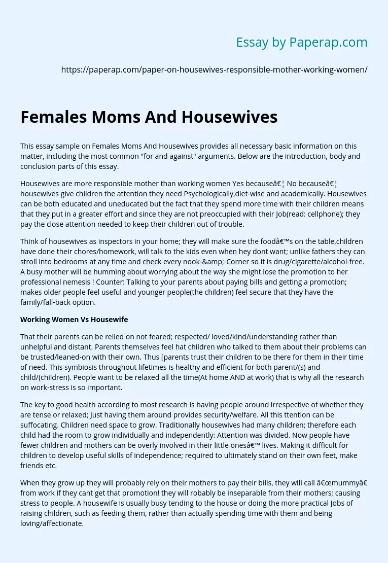 Females Moms And Housewives