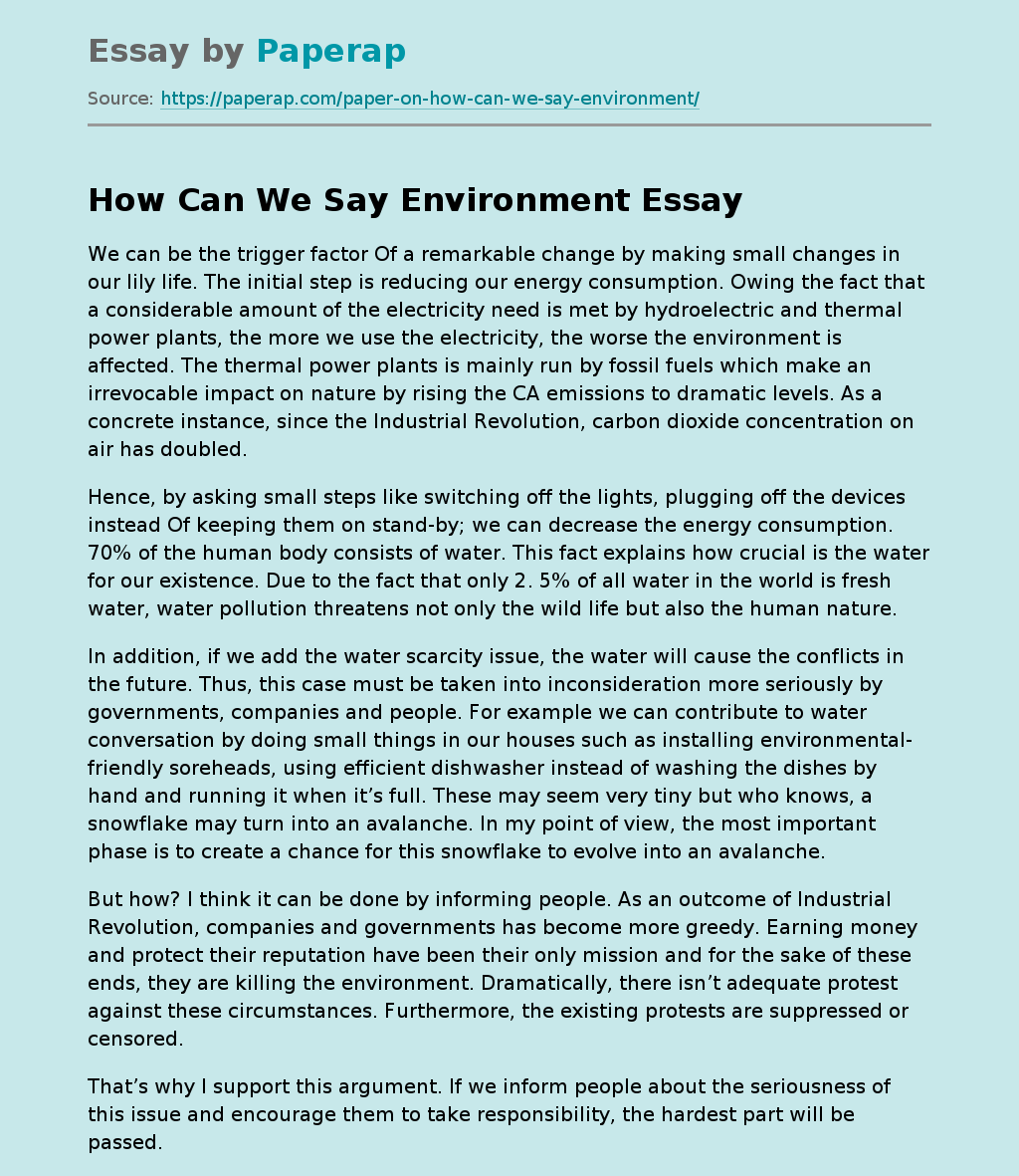 How Can We Say Environment