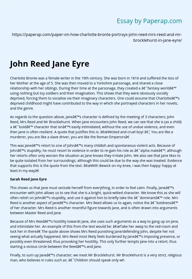 John Reed and Mr Brocklehurst in Jane Eyre