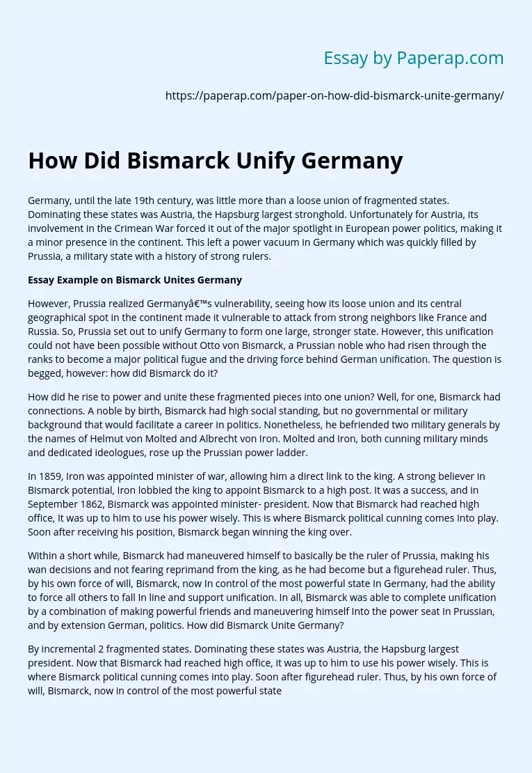How Did Bismarck Unify Germany