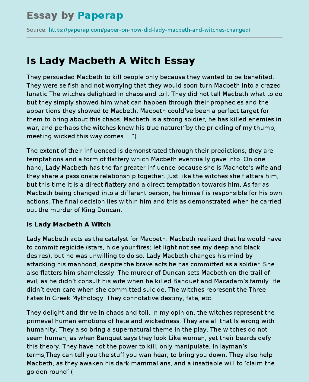 Is Lady Macbeth A Witch