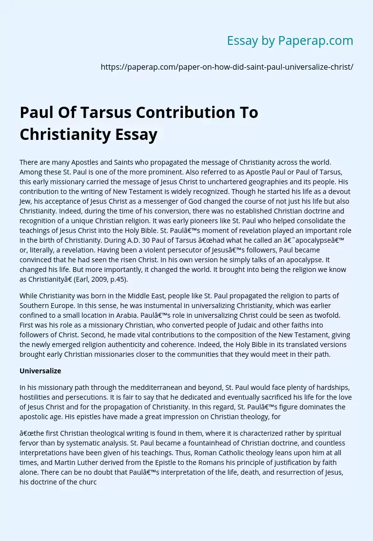 paul of tarsus contribution