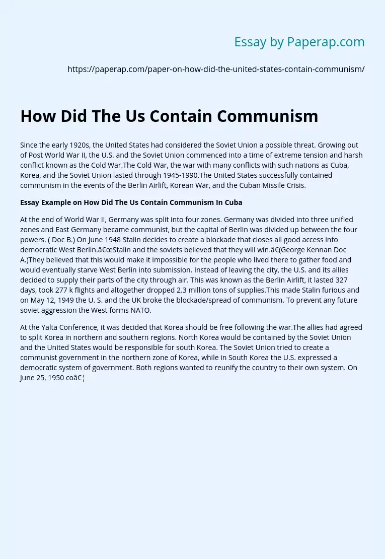How Did The Us Contain Communism