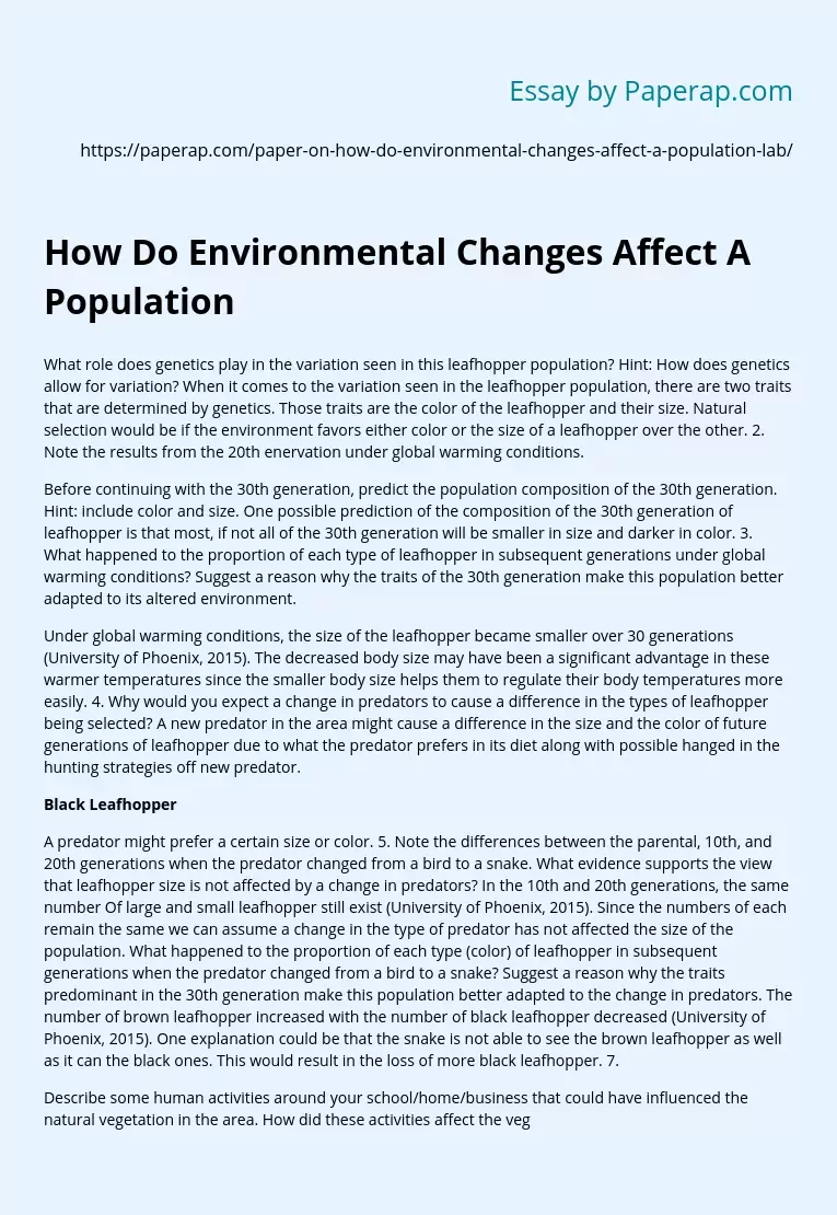 How Do Environmental Changes Affect A Population