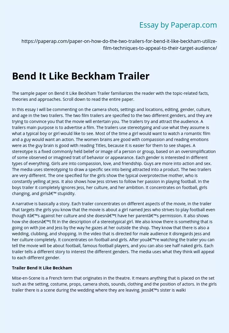 Bend It Like Beckham Trailer