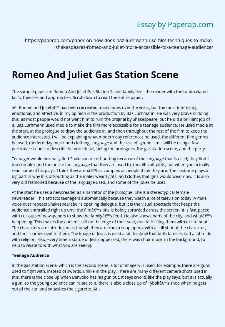 Romeo And Juliet Gas Station Scene