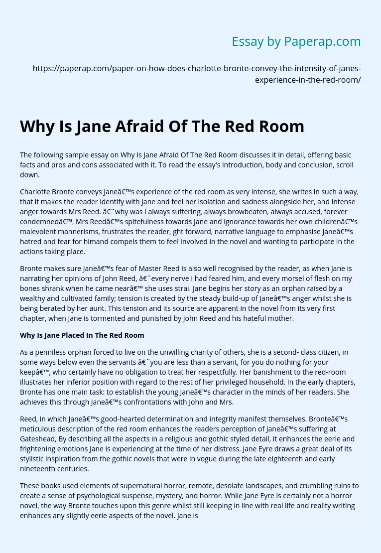 Why Is Jane Afraid Of The Red Room
