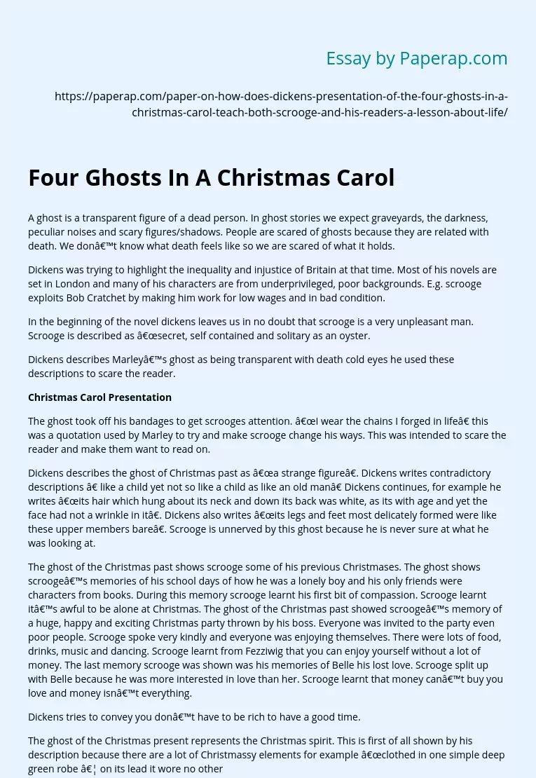 Four Ghosts In A Christmas Carol