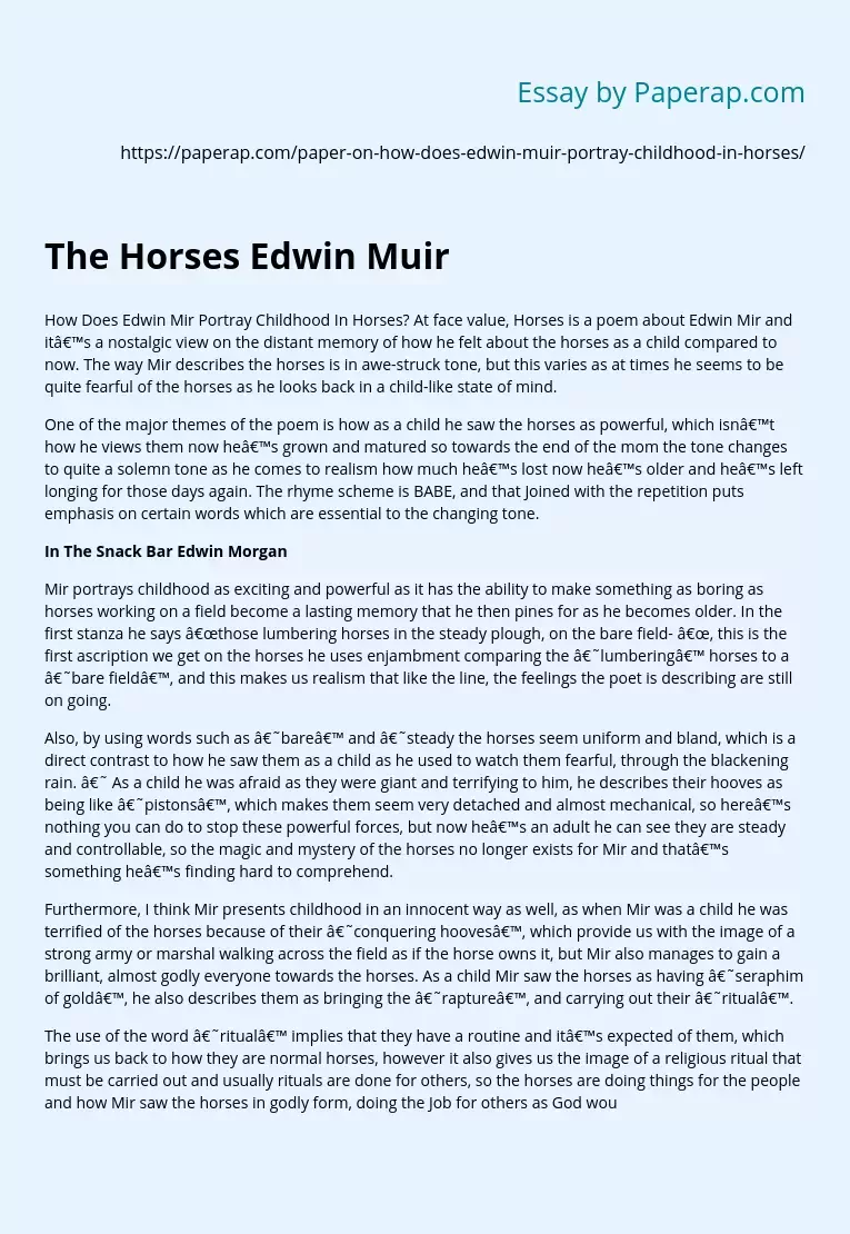 The Horses Edwin Muir