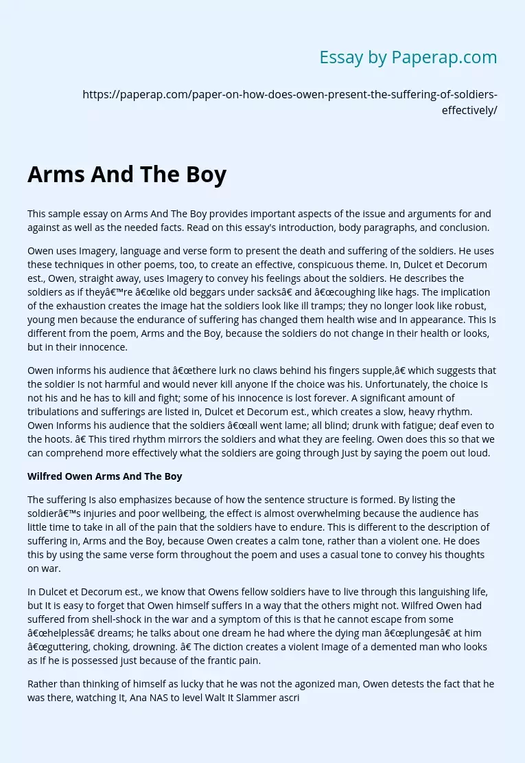 Arms And The Boy