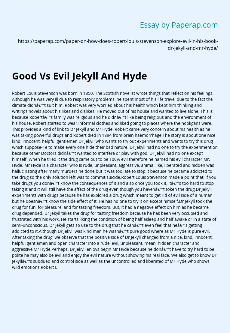 Good Vs Evil Jekyll And Hyde