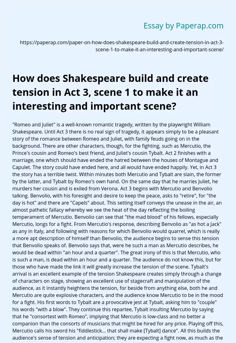 How does Shakespeare build and create tension in Act 3 scene 1?