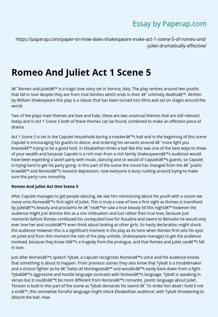 Romeo And Juliet Act 1 Scene 5 Example