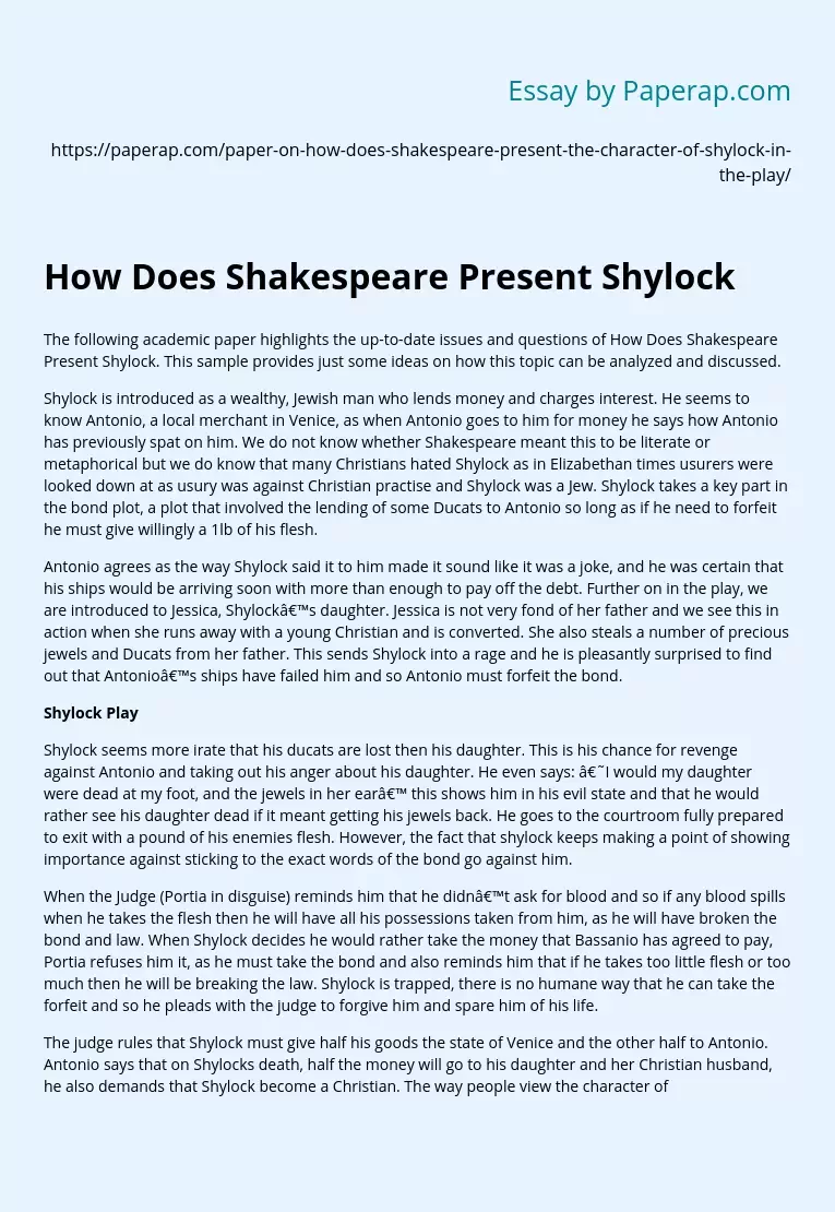 How Does Shakespeare Present Shylock