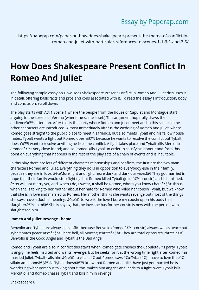 How Does Shakespeare Present Conflict In Romeo And Juliet