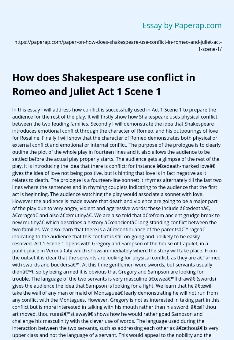 How does Shakespeare use conflict in Romeo and Juliet Act 1 Scene 1