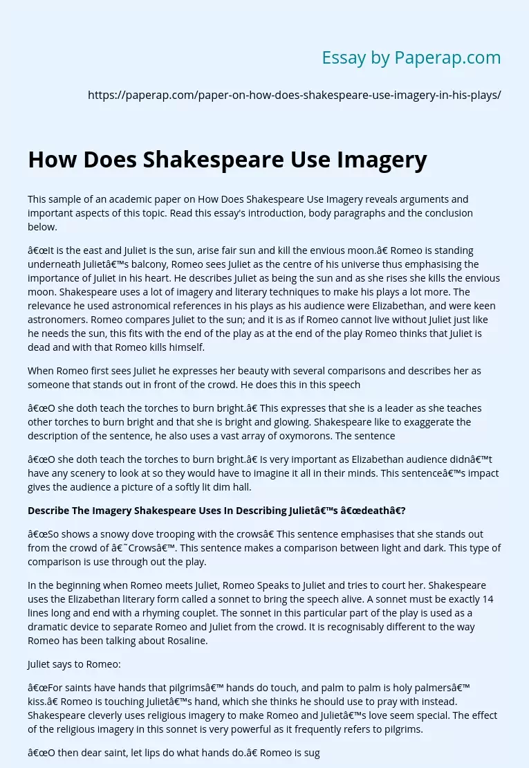 How Does Shakespeare Use Imagery