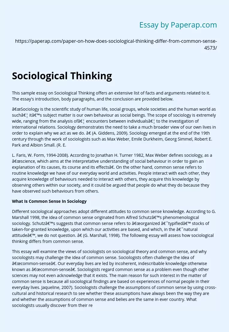 Sociological Thinking