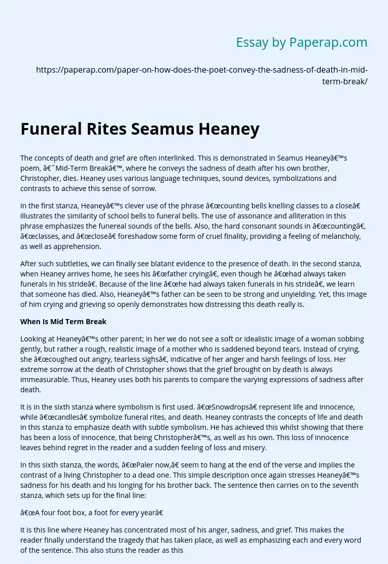 Funeral Rites Seamus Heaney