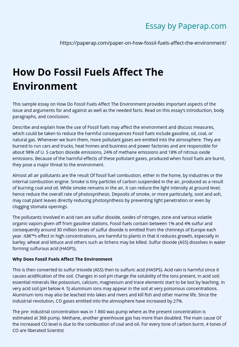 How Do Fossil Fuels Affect The Environment