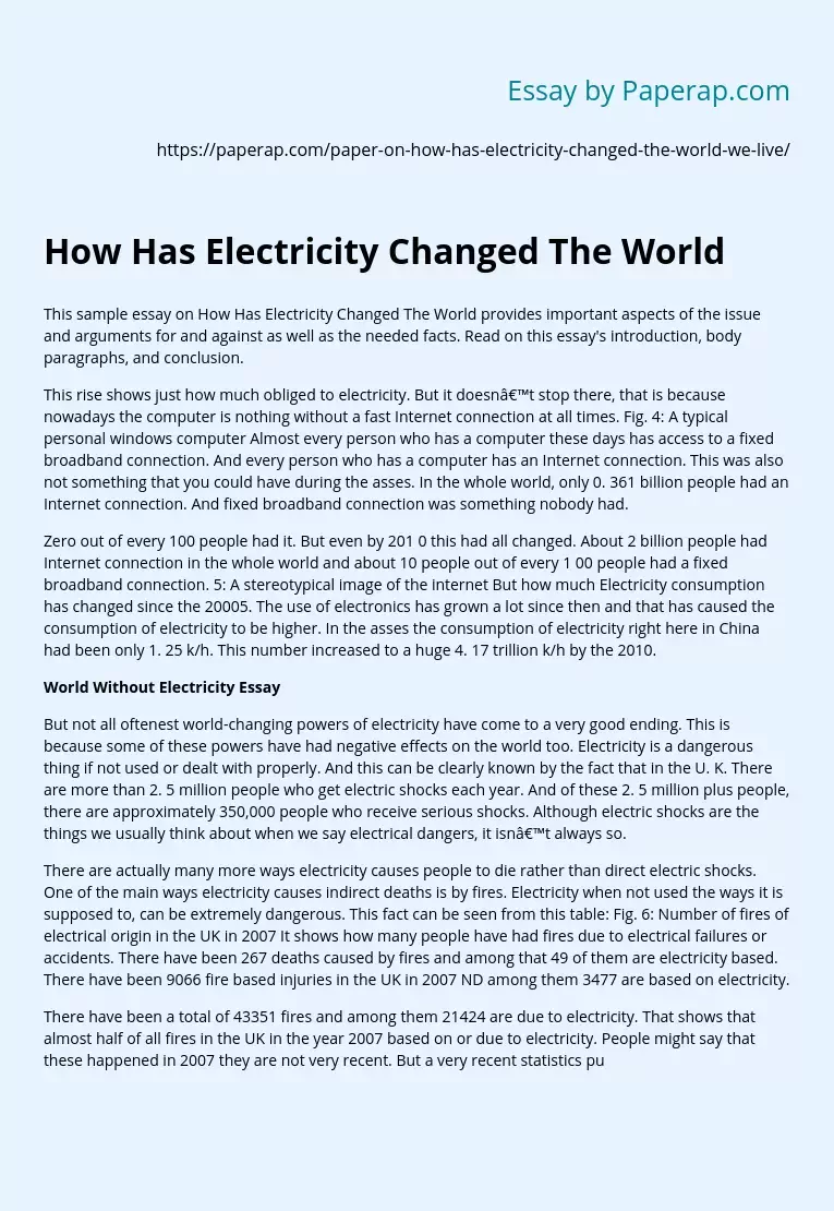 How Has Electricity Changed The World