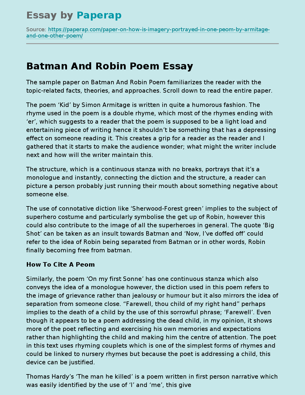 Batman And Robin Poem