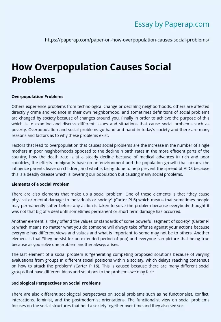 How Overpopulation Causes Social Problems