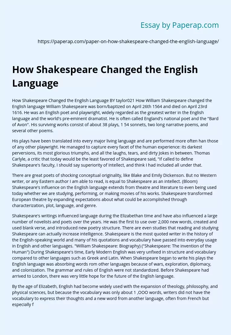 How Shakespeare Changed the English Language