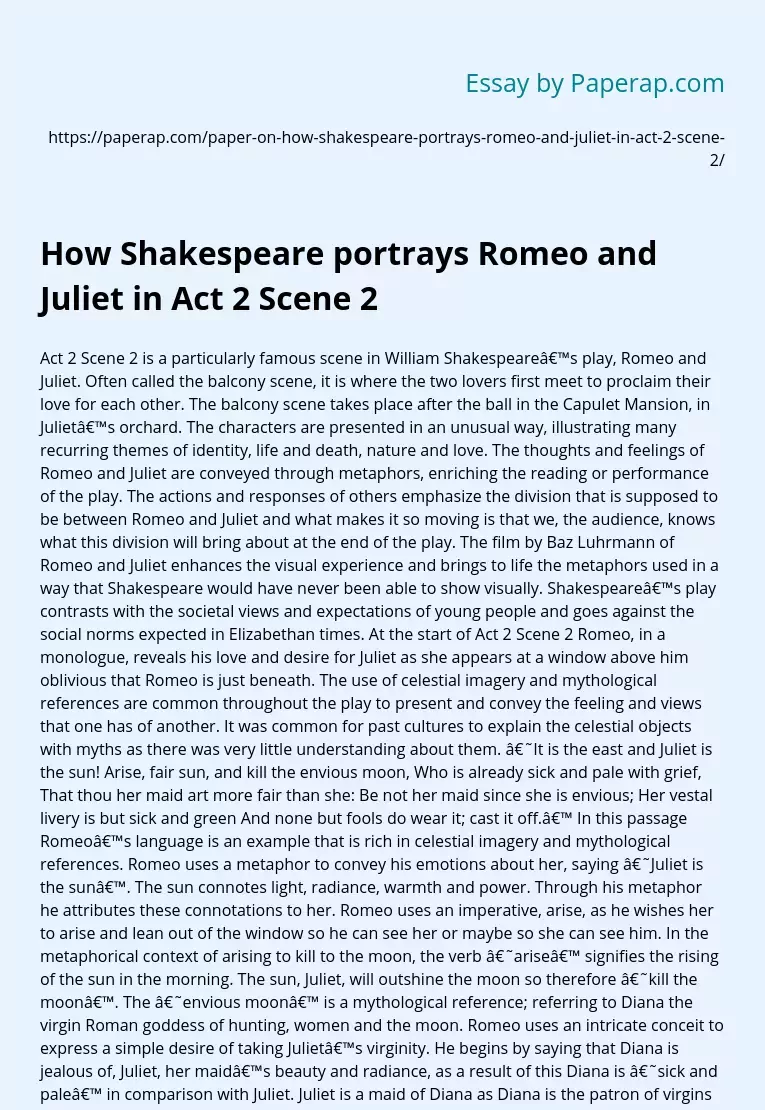 How Shakespeare portrays Romeo and Juliet in Act 2 Scene 2