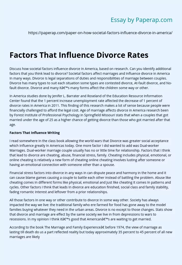 Factors That Influence Divorce Rates