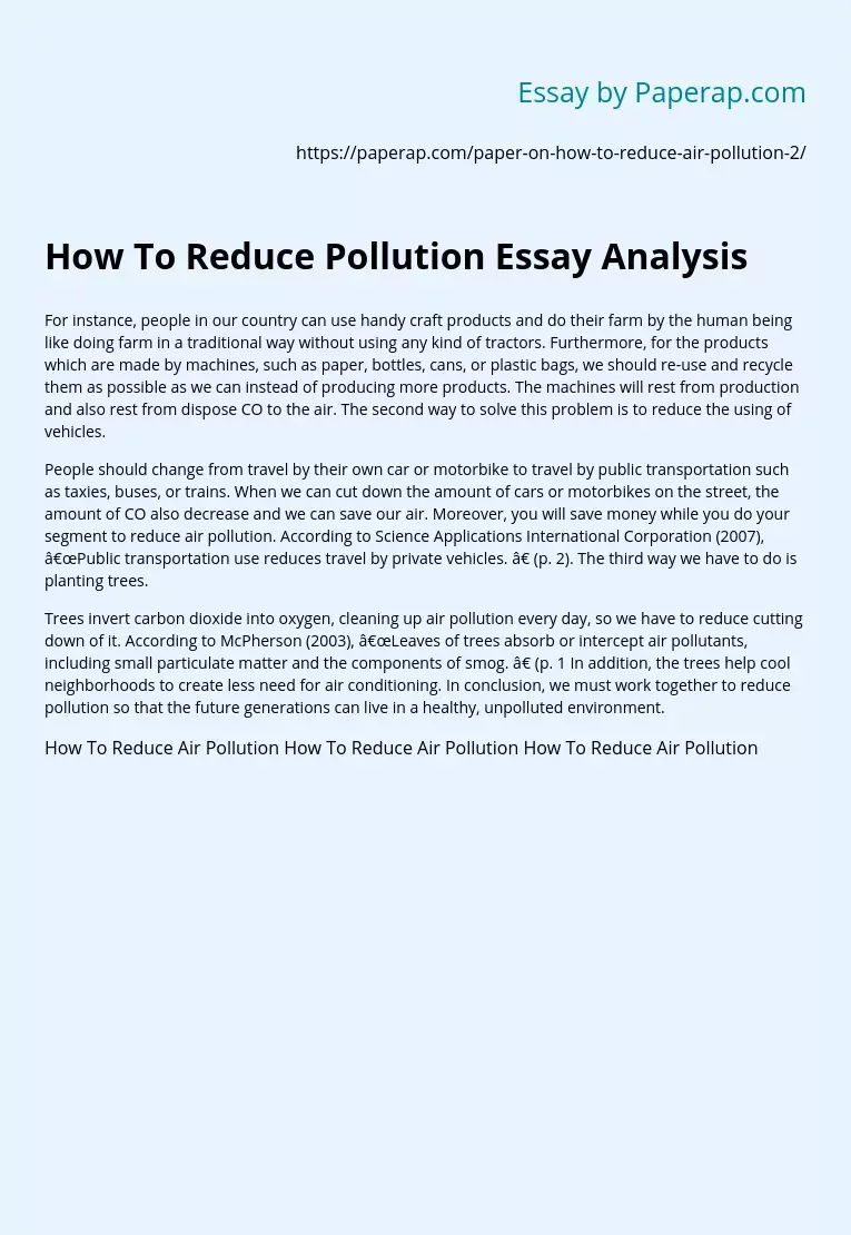 How To Reduce Pollution? My Suggestions