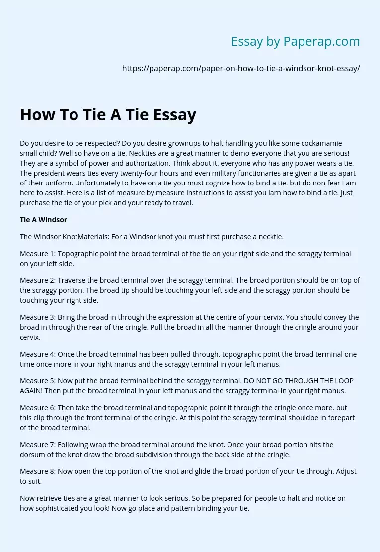 How To Tie A Tie Essay