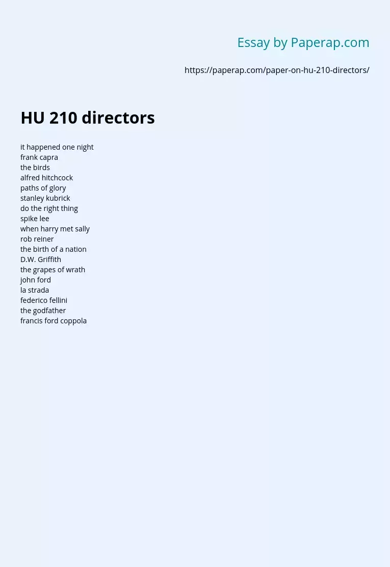 HU 210 directors