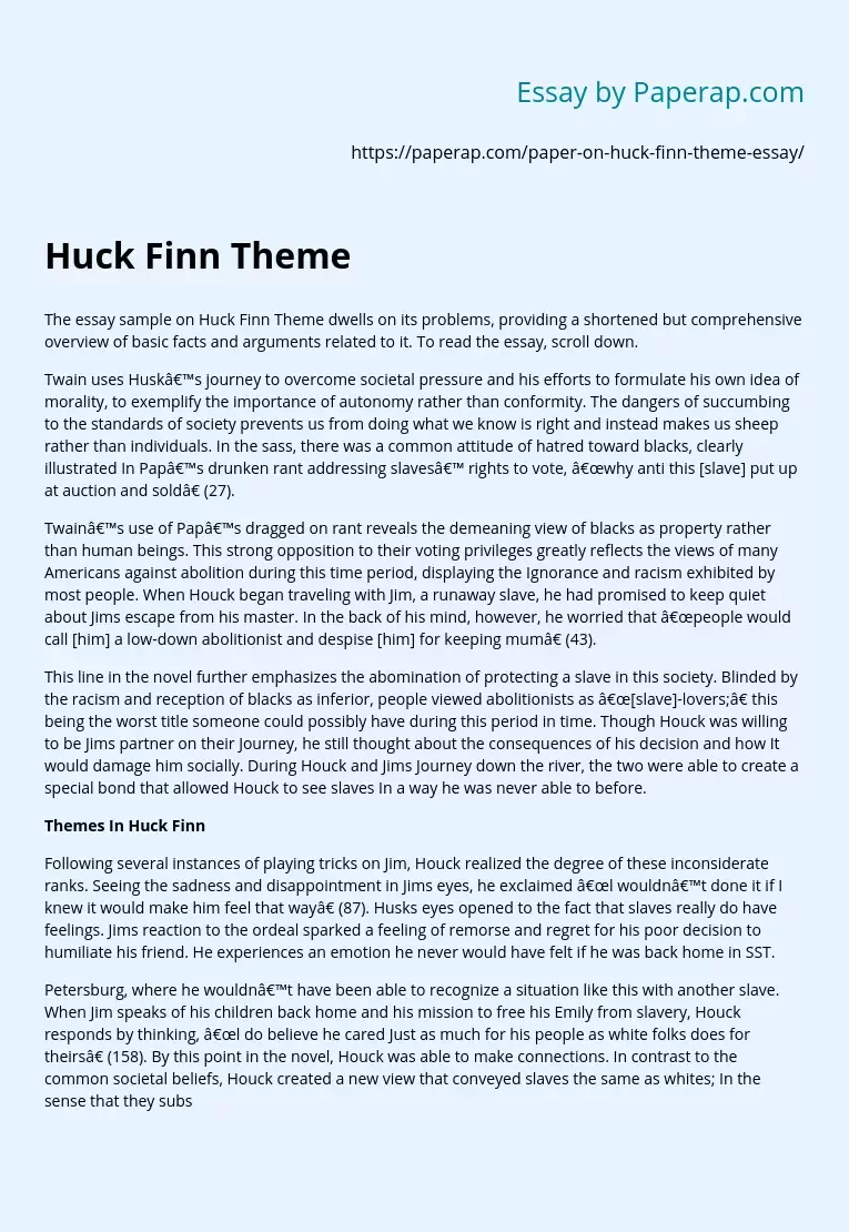 huckleberry finn themes