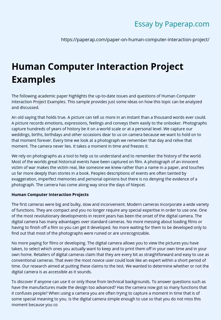 Human Computer Interaction Project Examples