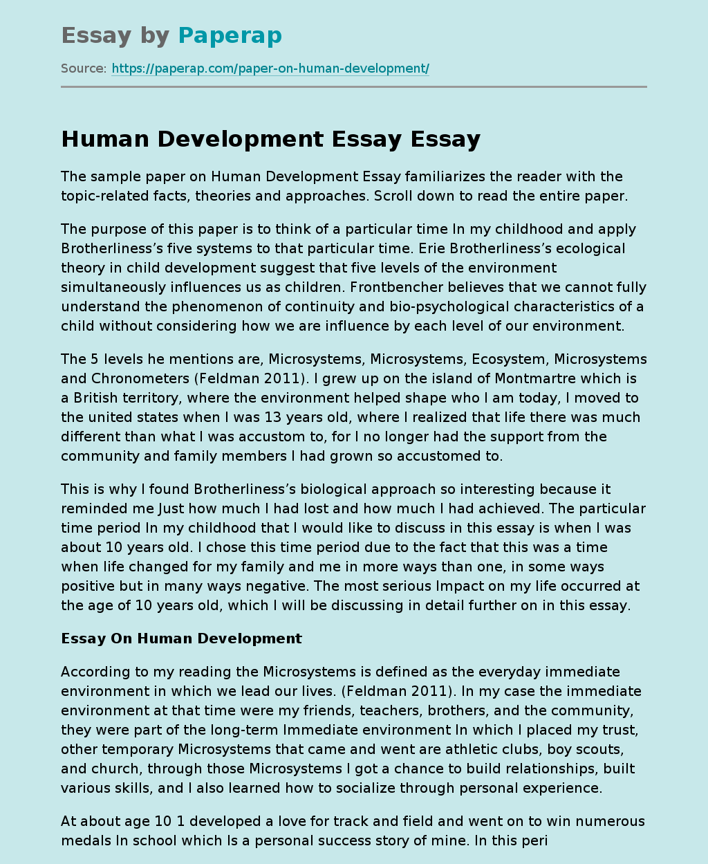 human development essay 250 words