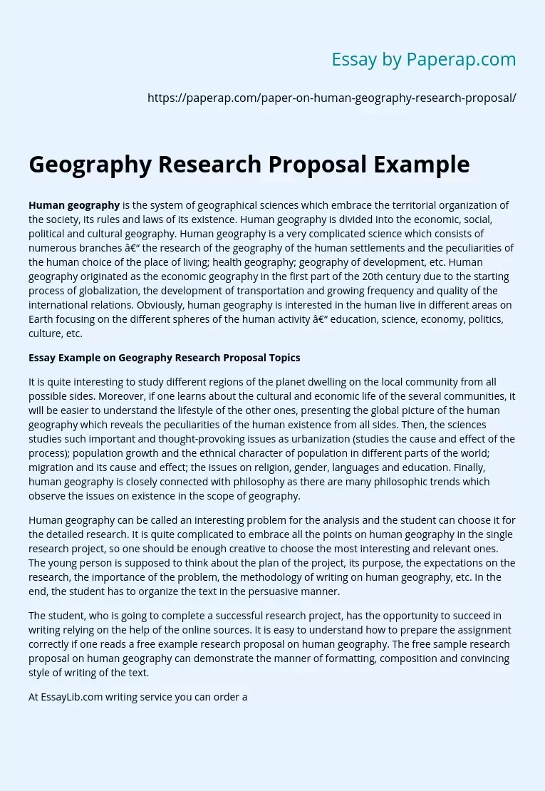 Geography Research Proposal Example