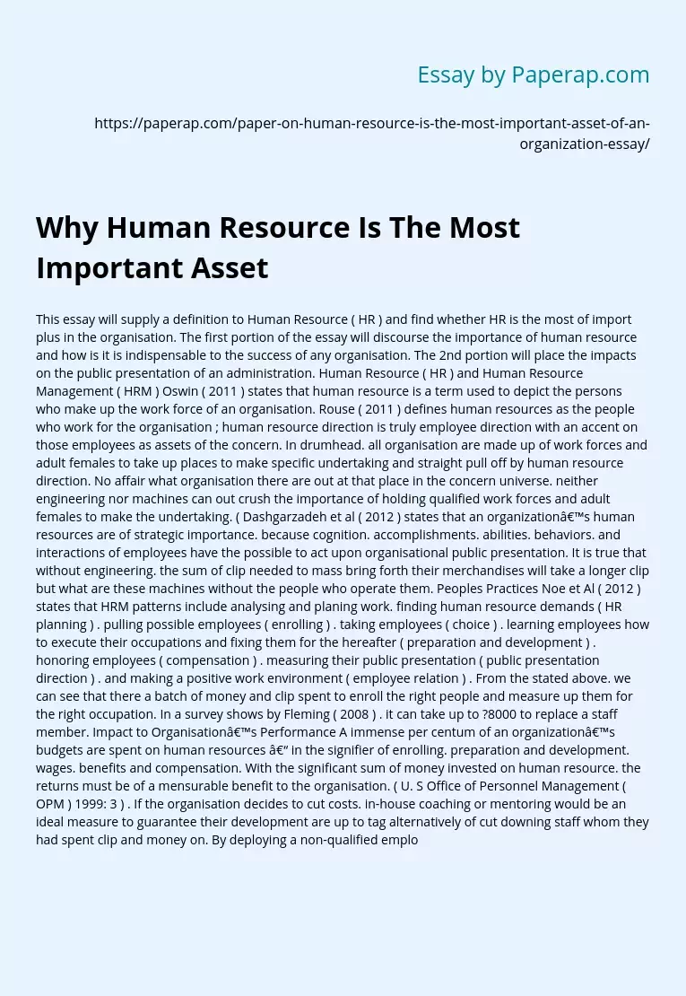 Why Human Resource Is The Most Important Asset
