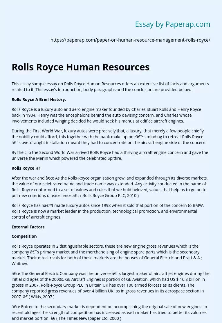 Rolls Royce Human Resources
